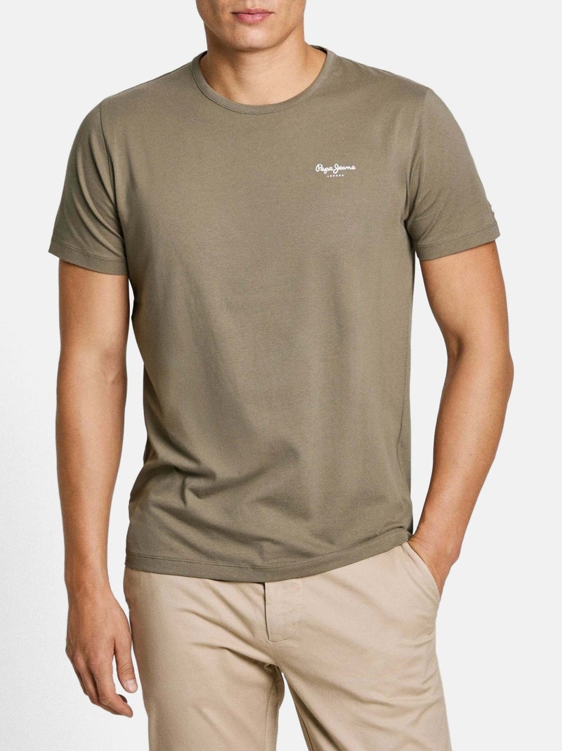 T-shirt kaki básico original pepe jeans para homem Cáqui - Kiabi
