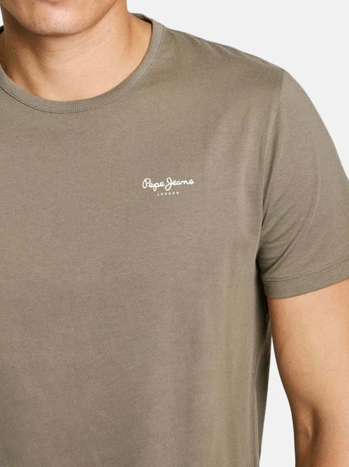 T-shirt kaki básico original pepe jeans para homem - Kiabi