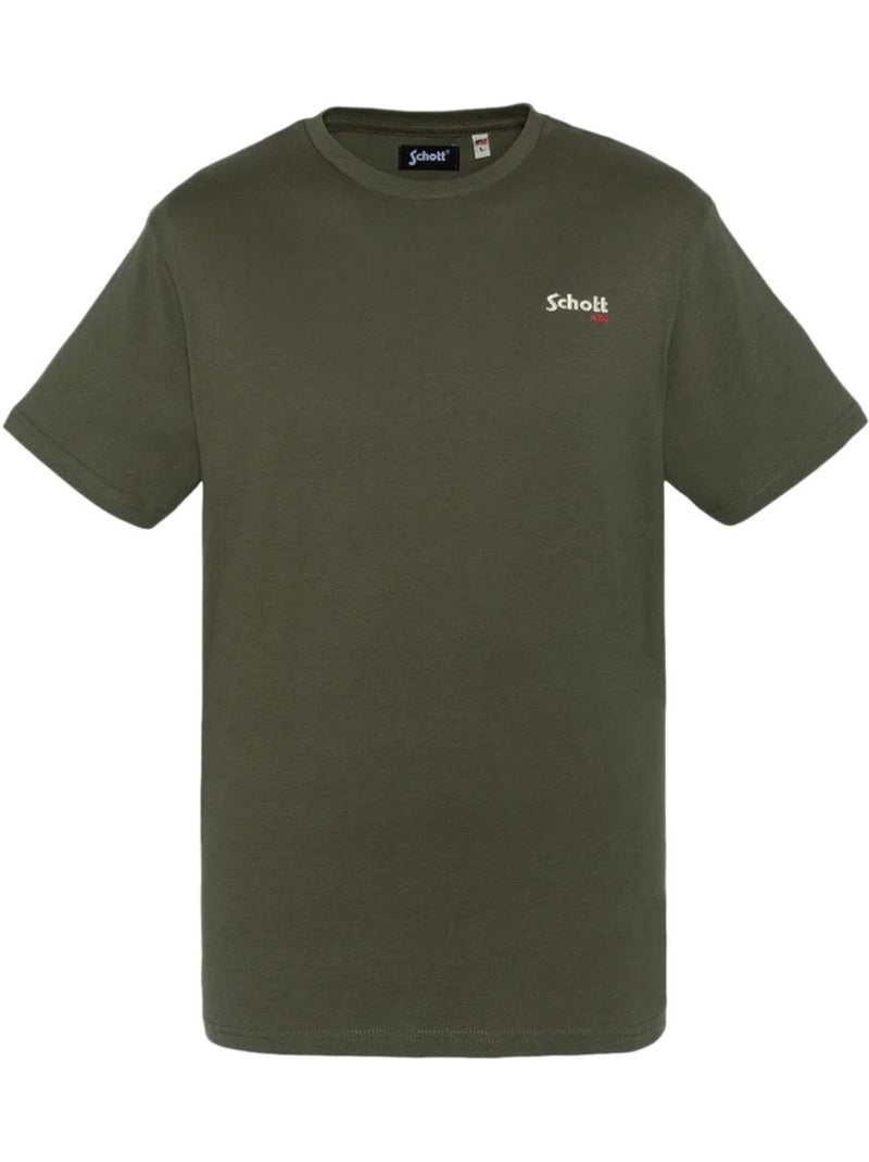 T-shirt Kaki Bordada Schott para Homem Verde cáqui claro - Kiabi