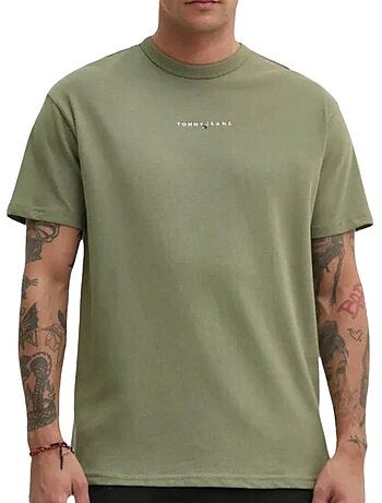 T-Shirt Kaki Linear Tommy Hilfiger para Homem