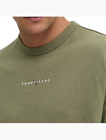 T-Shirt Kaki Linear Tommy Hilfiger para Homem