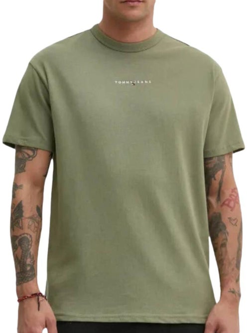 T-Shirt Kaki Linear Tommy Hilfiger para Homem - Kiabi