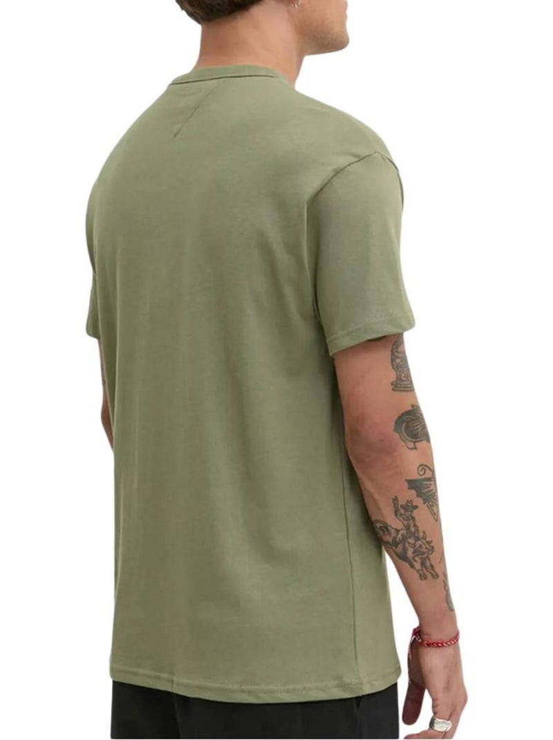 T-Shirt Kaki Linear Tommy Hilfiger para Homem Verde cáqui claro - Kiabi