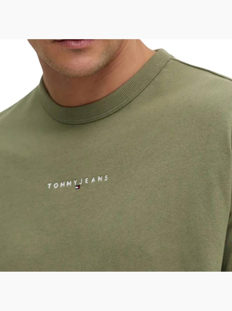 T-Shirt Kaki Linear Tommy Hilfiger para Homem Verde cáqui claro - Kiabi