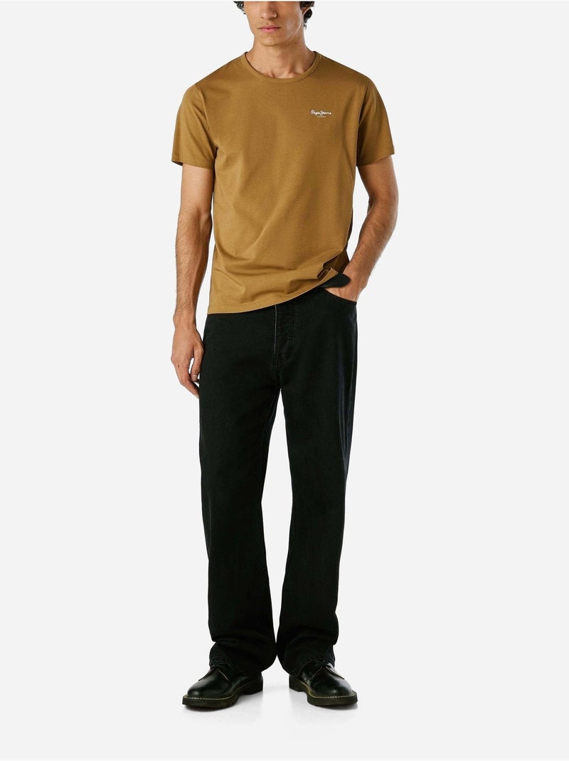 T-Shirt Kaki Masculina Pepe Jeans Original Basic 3 Castanho - Kiabi