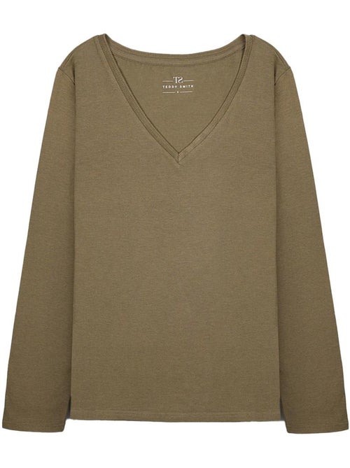 T-shirt Kaki Teddy Smith Miana para Mulher - Kiabi