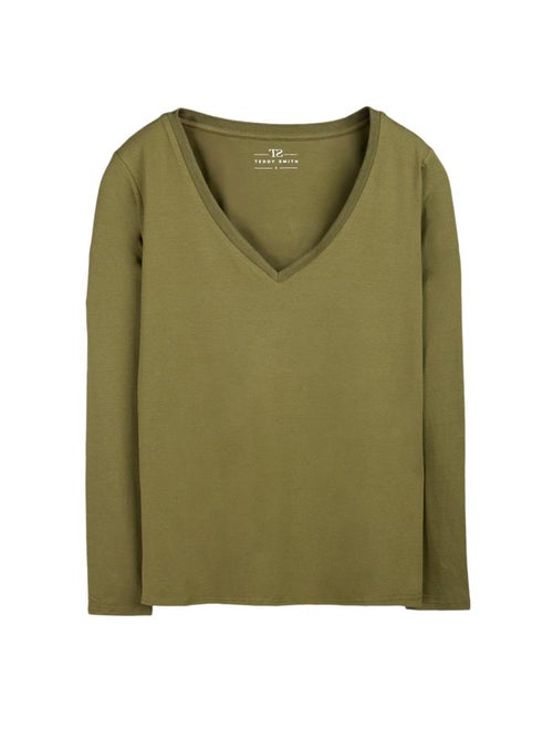 T-shirt Kaki Teddy Smith Mianas para Mulher - Kiabi