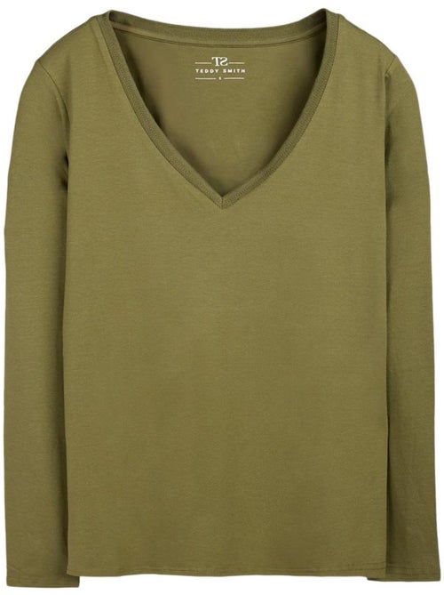T-shirt Kaki Teddy Smith Mianas para Mulher - Kiabi