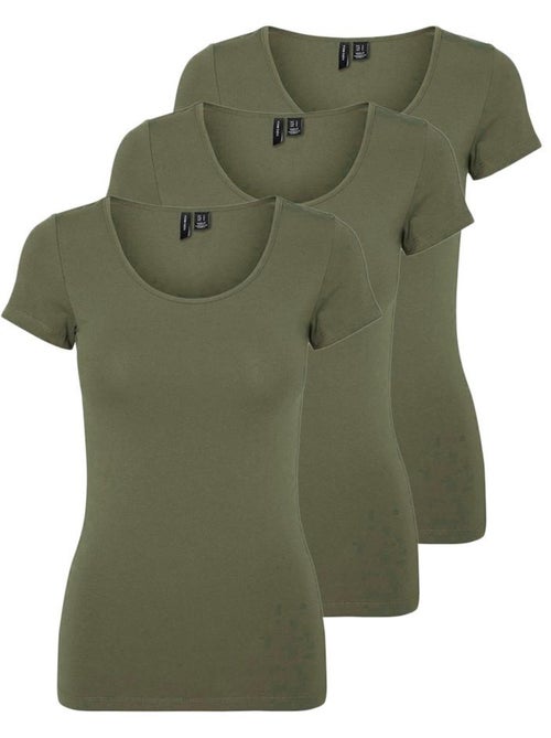 T-shirt Kaki Vero Moda Maxi para Mulher - Pack 3 - Kiabi T-shirt Kaki Vero Moda Maxi para Mulher - Pack 3 - Kiabi