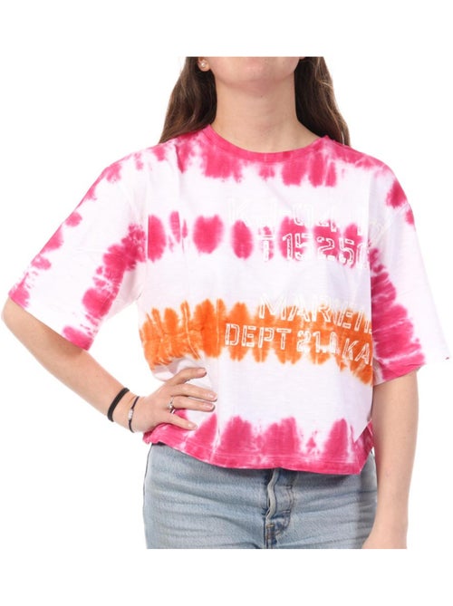 T-Shirt Kaporal EVEE para Mulher Branco/Rosa - Kiabi T-Shirt Kaporal EVEE para Mulher Branco/Rosa - Kiabi