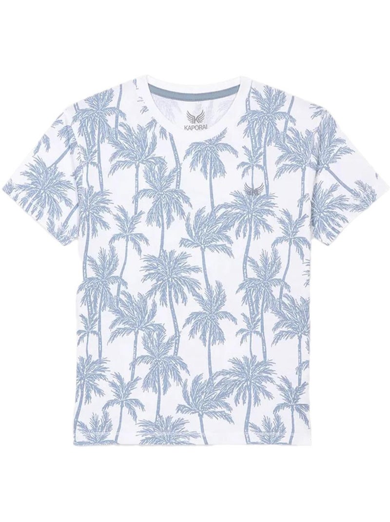 T-Shirt Kaporal Omyg para Rapaz Branco/Azul Branco - Kiabi