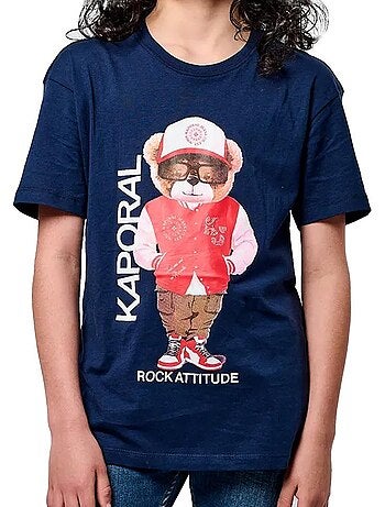 T-shirt kaporal onour para menino, azul-marinho