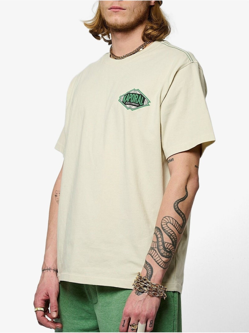 T-shirt Kaporal Titu para Homem Bege/Verde Bege - Kiabi