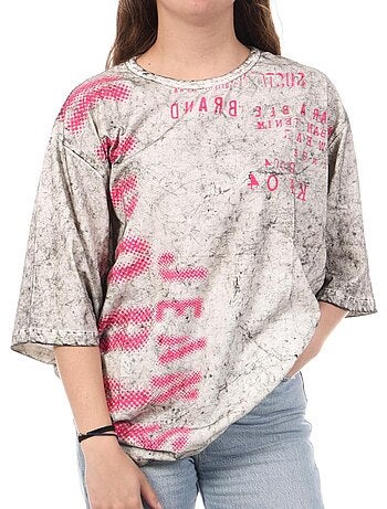 T-shirt Kaporal VANNE para Mulher Cinzento/Rosa
