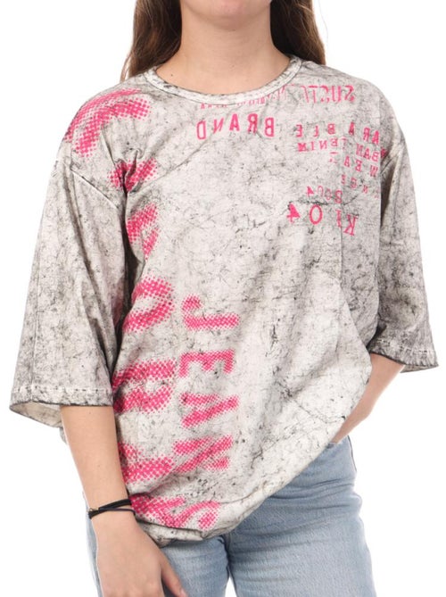T-shirt Kaporal VANNE para Mulher Cinzento/Rosa - Kiabi T-shirt Kaporal VANNE para Mulher Cinzento/Rosa - Kiabi