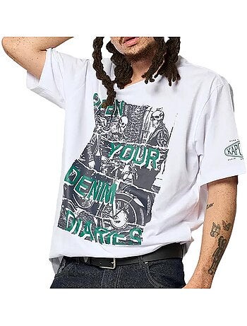 T-shirt Kaporal VORTOH para Homem Branco/Azul-Marinho