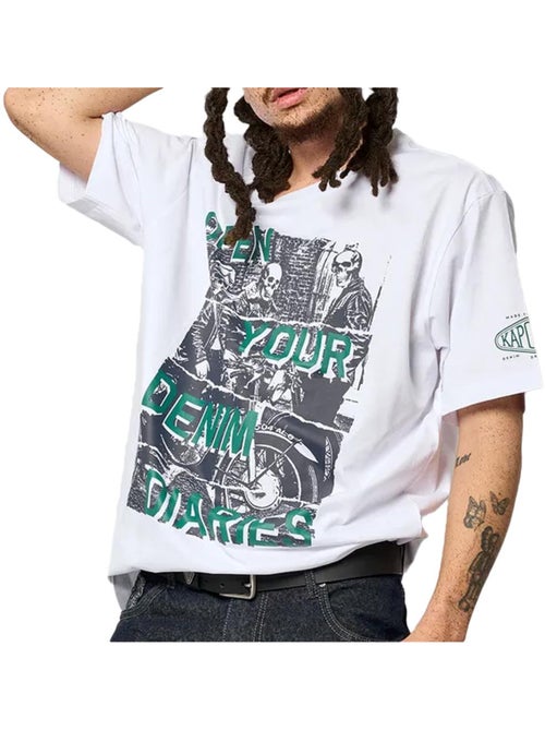 T-shirt Kaporal VORTOH para Homem Branco/Azul-Marinho - Kiabi T-shirt Kaporal VORTOH para Homem Branco/Azul-Marinho - Kiabi