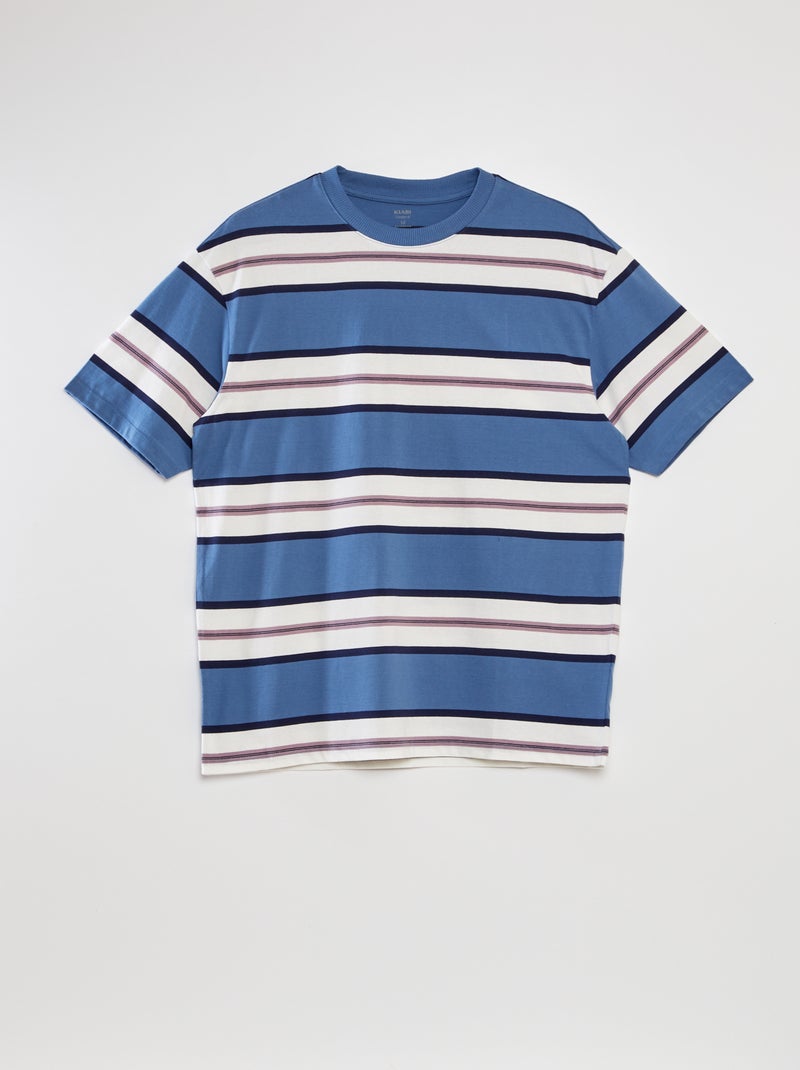 T-shirt larga às riscas AZUL - Kiabi