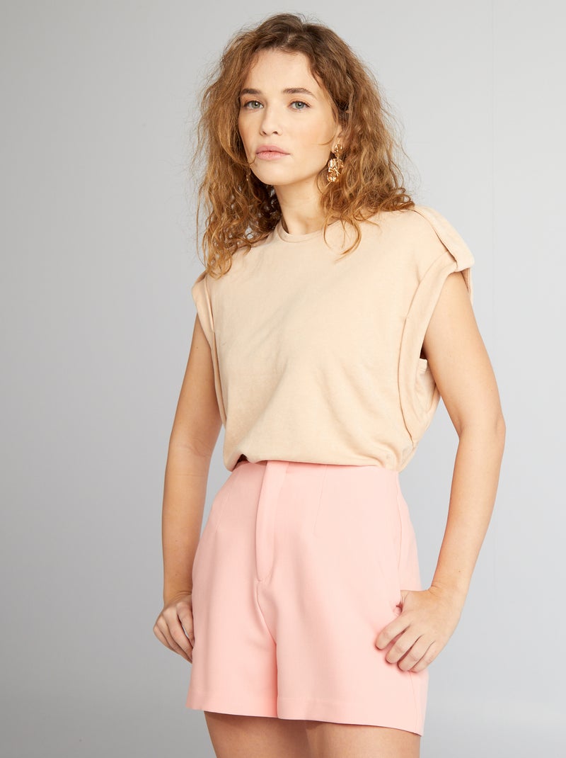 T-shirt larga com efeito desbotado BEGE - Kiabi