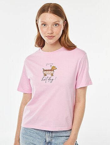 T-shirt larga com estampa à frente