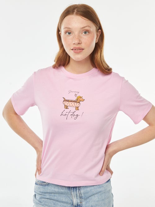 T-shirt larga com estampa à frente - Kiabi