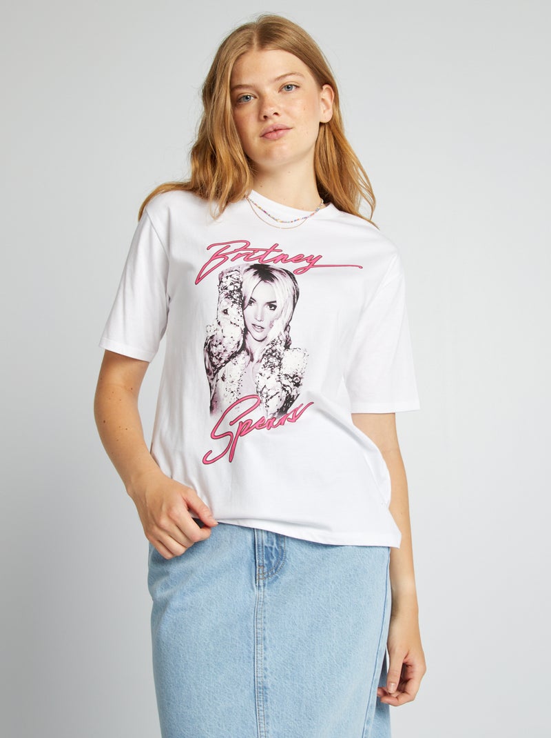 T-shirt larga com estampado 'Britney Spears' Branco - Kiabi