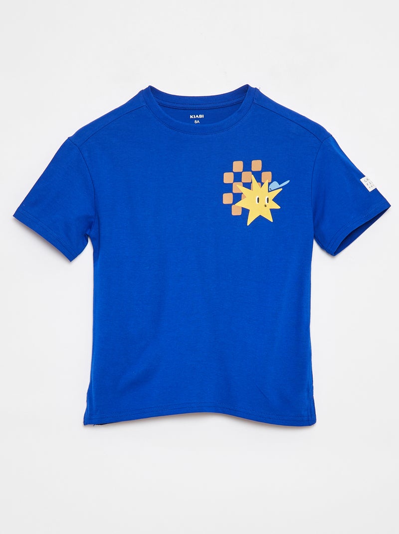 T-shirt larga com estampado Grafik Edition Azul - Kiabi