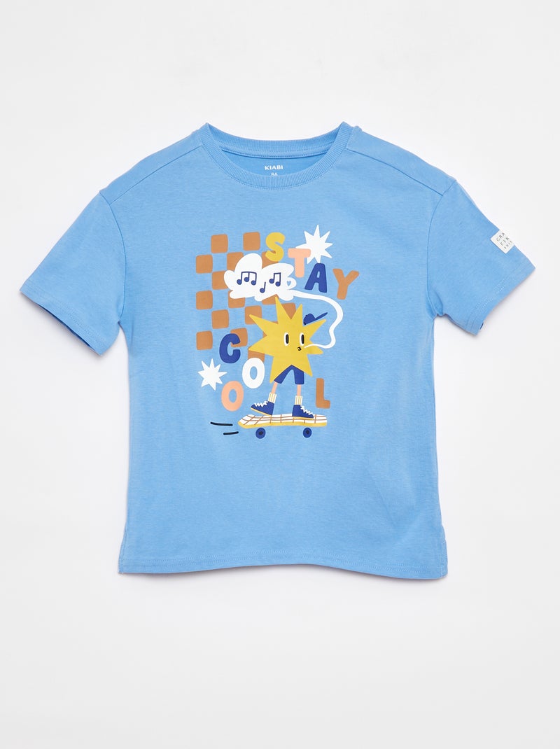 T-shirt larga com estampado Grafik Edition Azul - Kiabi