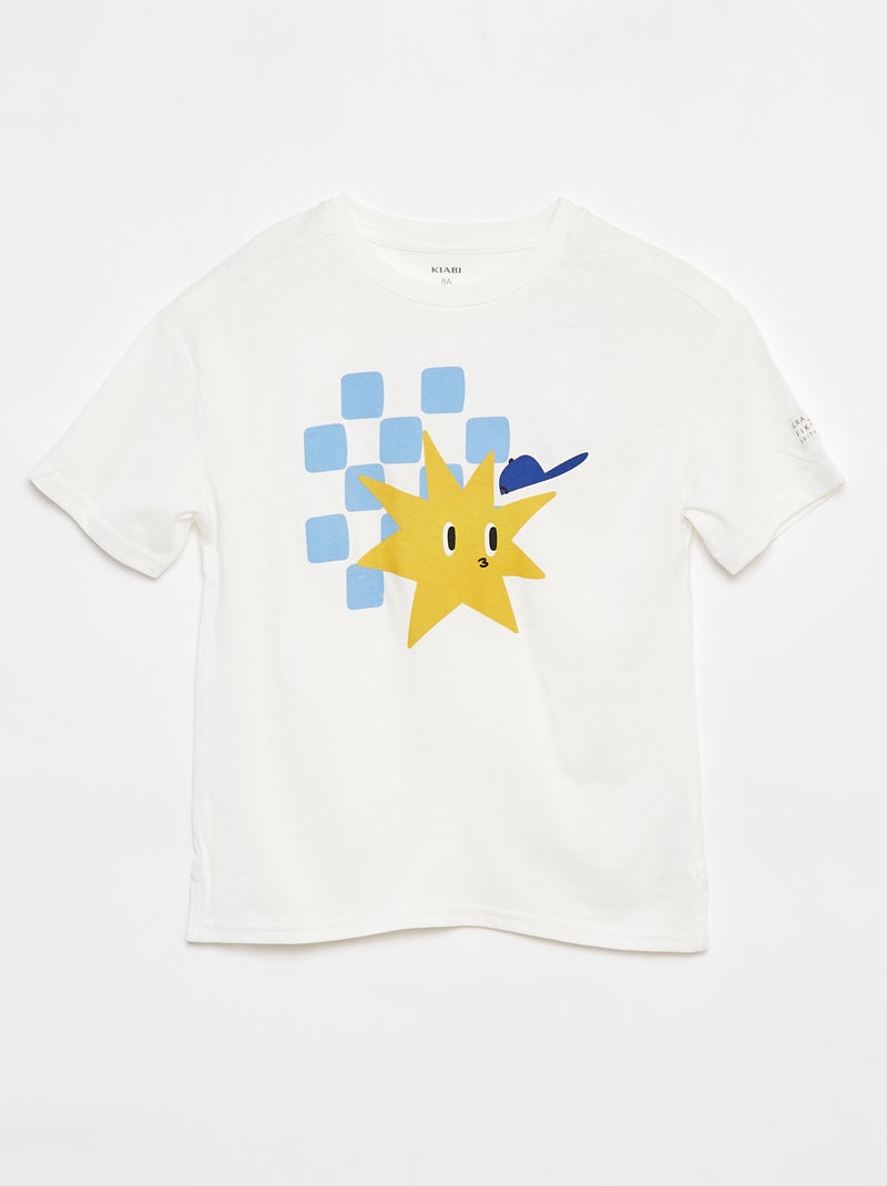T-shirt larga com estampado Grafik Edition Branco - Kiabi