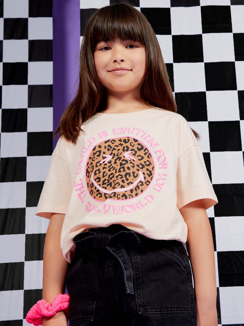 T-shirt larga com gola redonda 'SmileyWorld' BEGE - Kiabi
