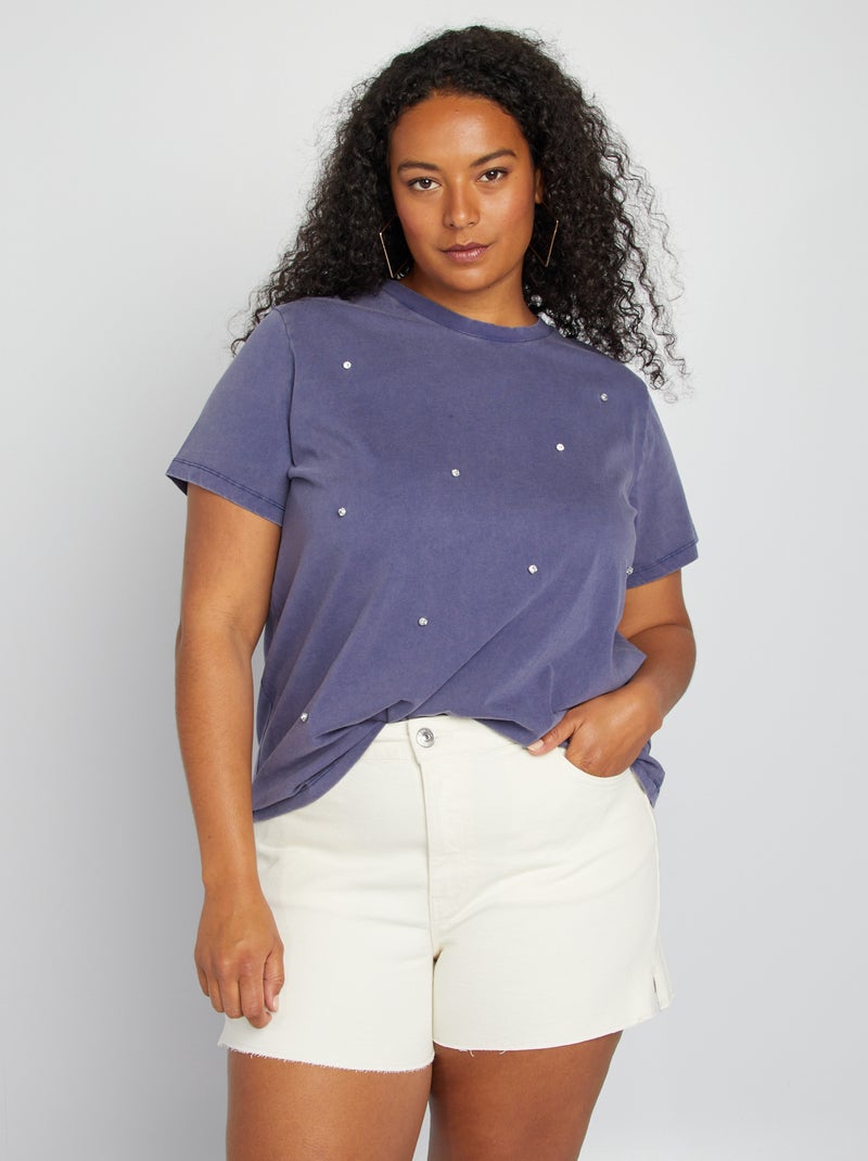 T-shirt larga com ouropel AZUL - Kiabi