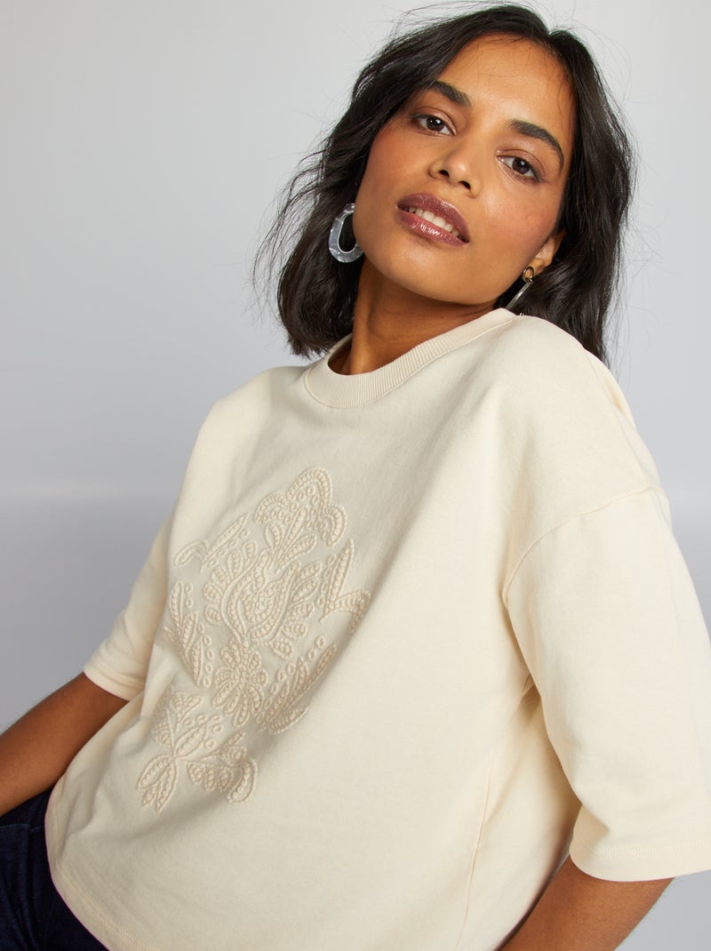 T-shirt larga crop top BEGE - Kiabi