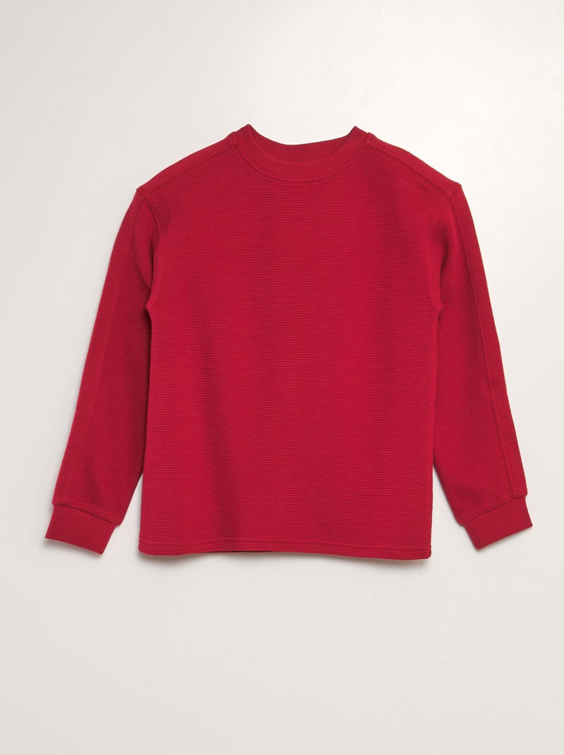 T-shirt larga de malha canelada VERMELHO - Kiabi
