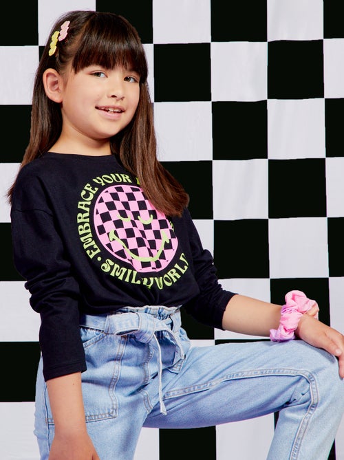 T-shirt larga de manga comprida 'SmileyWorld' - Kiabi