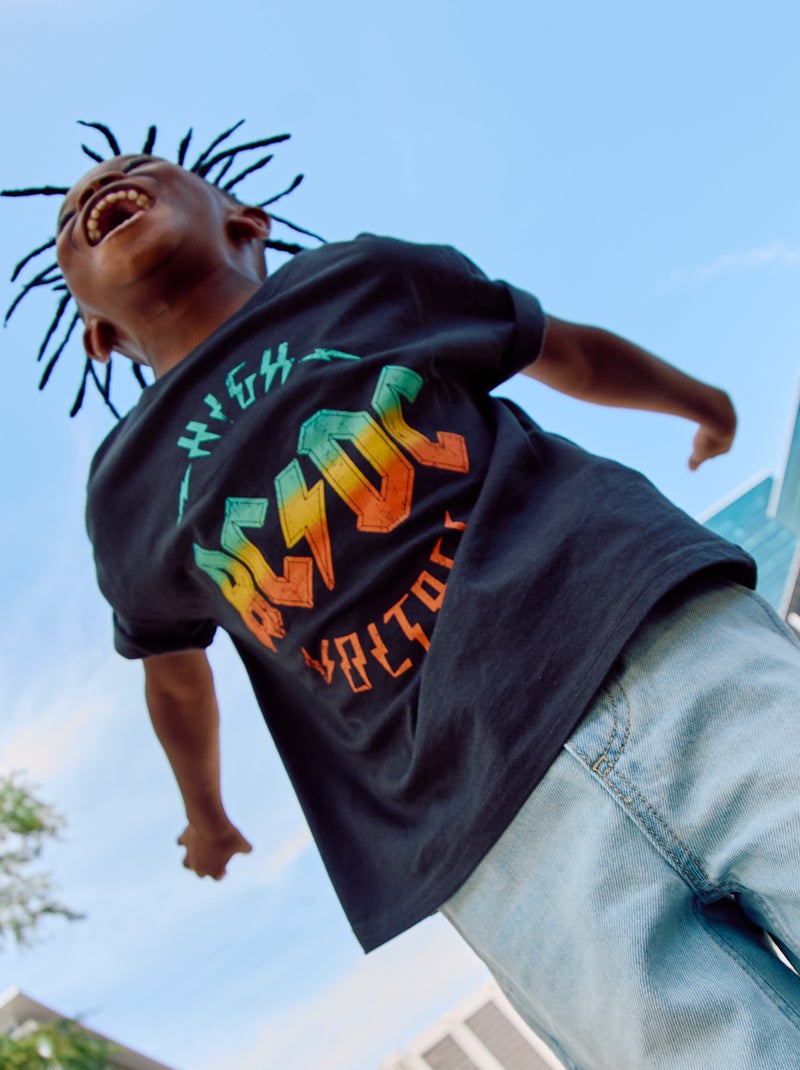 T-shirt larga de manga curta 'ACDC' PRETO - Kiabi