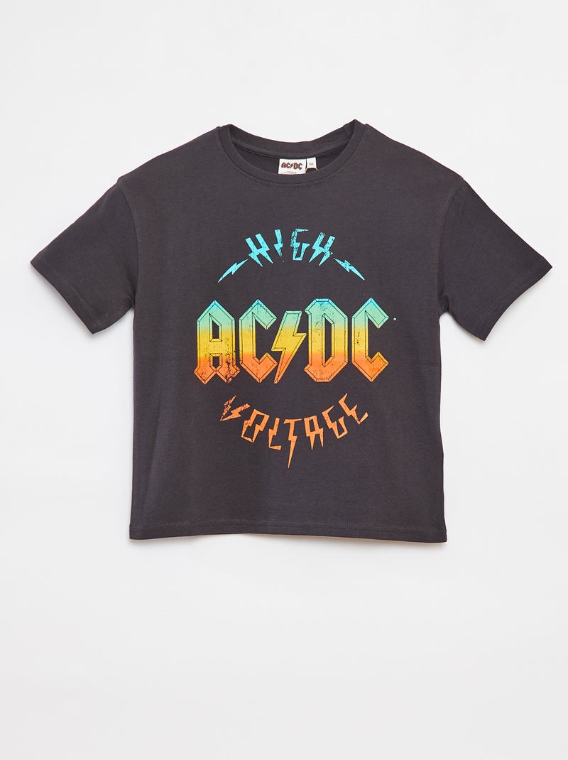 T-shirt larga de manga curta 'ACDC' PRETO - Kiabi