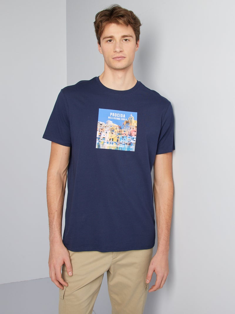 T-shirt larga de manga curta AZUL - Kiabi