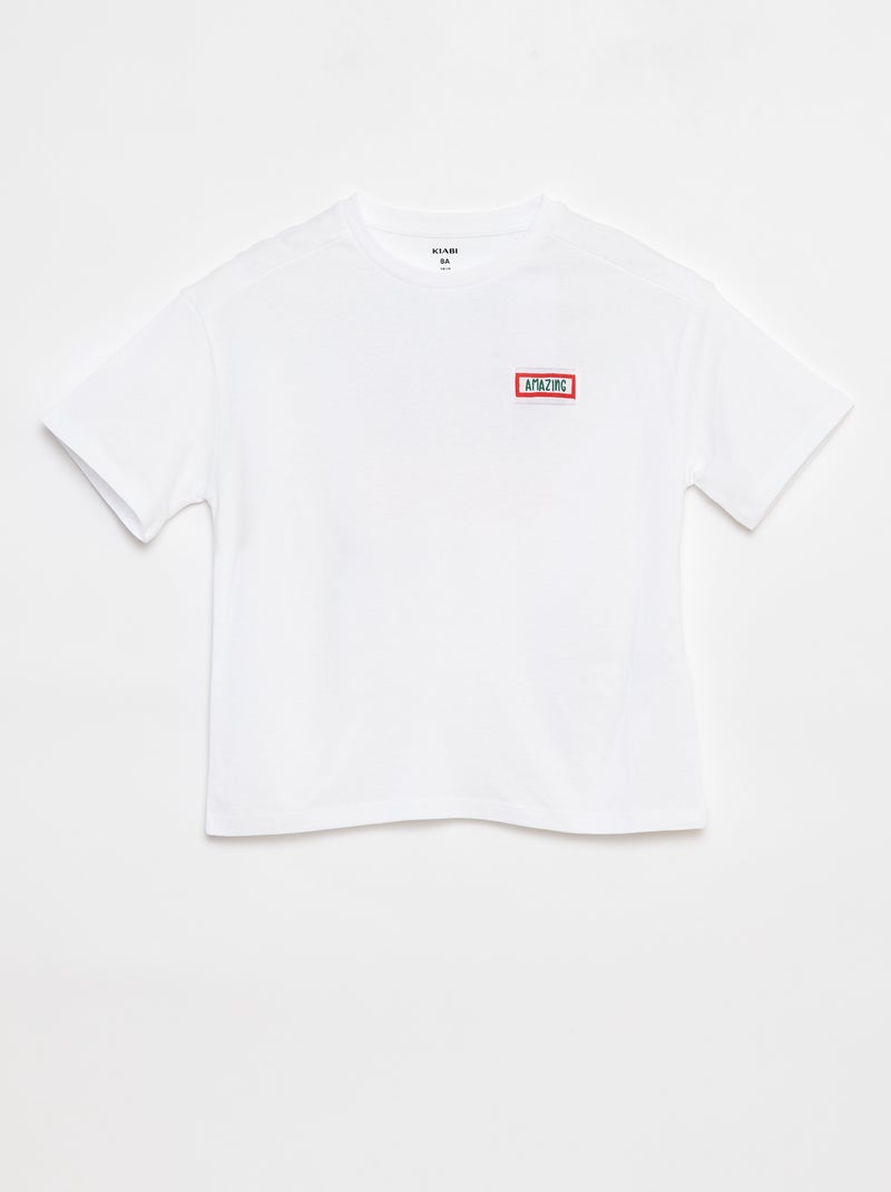 T-shirt larga de manga curta Bege - Kiabi