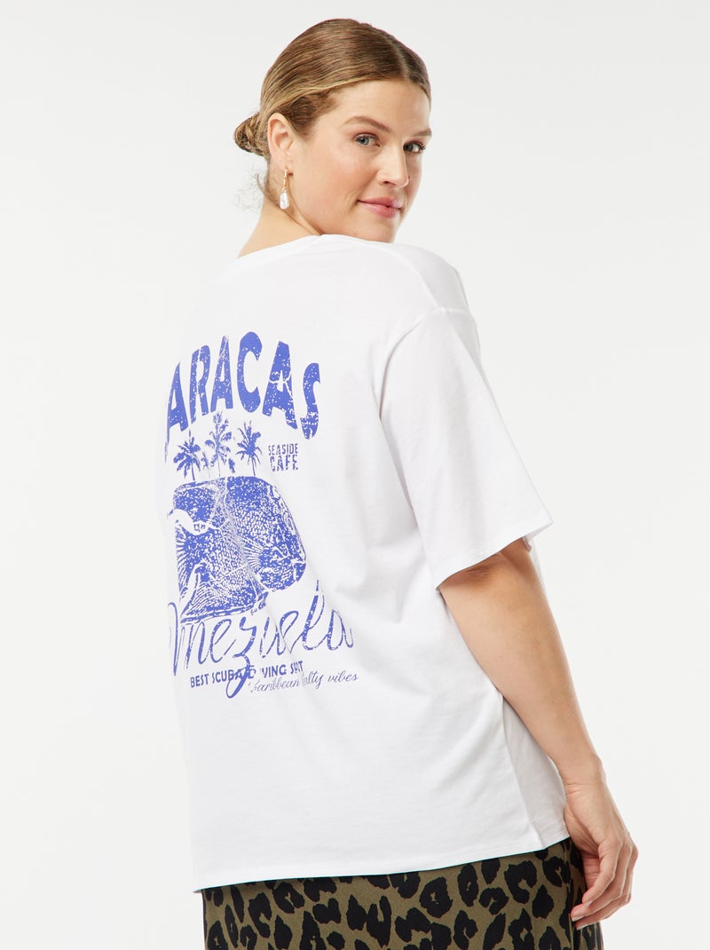 T-shirt larga de manga curta BRANCO - Kiabi