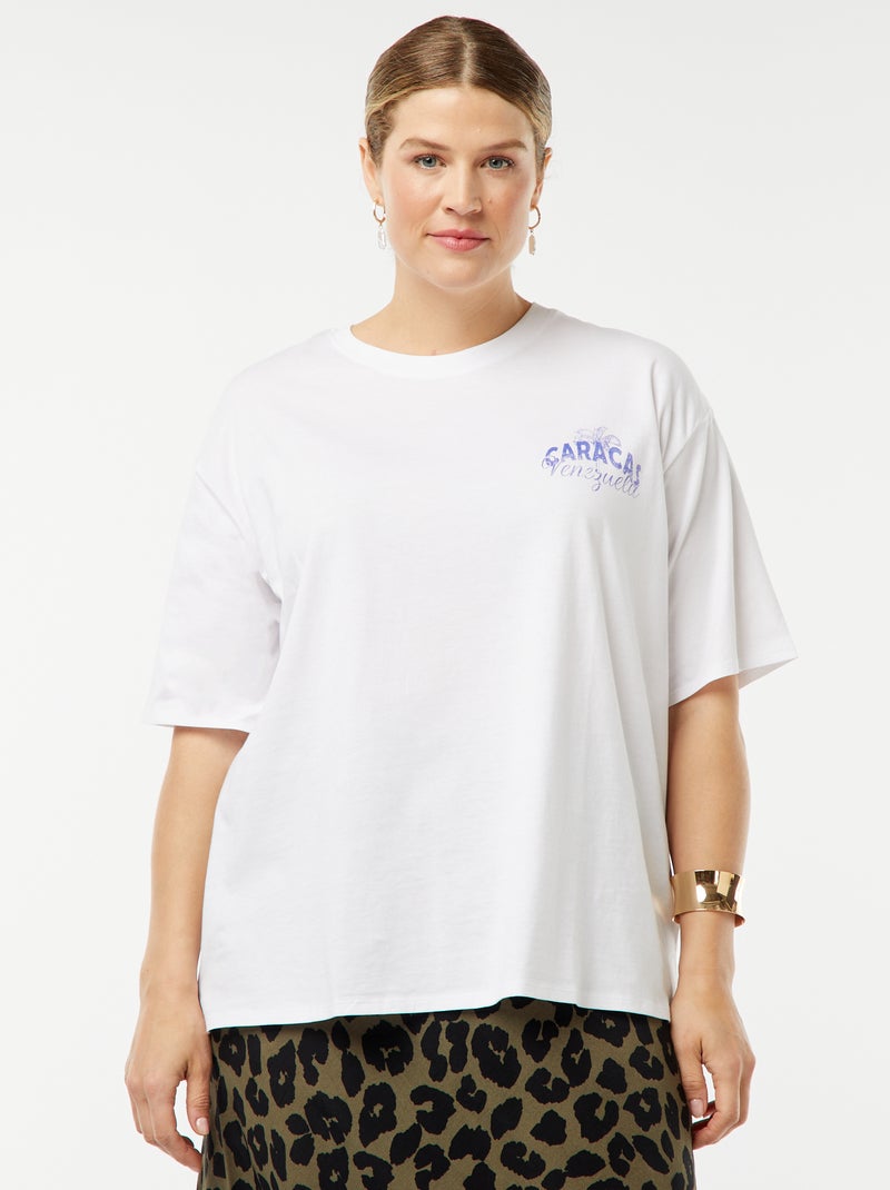 T-shirt larga de manga curta BRANCO - Kiabi