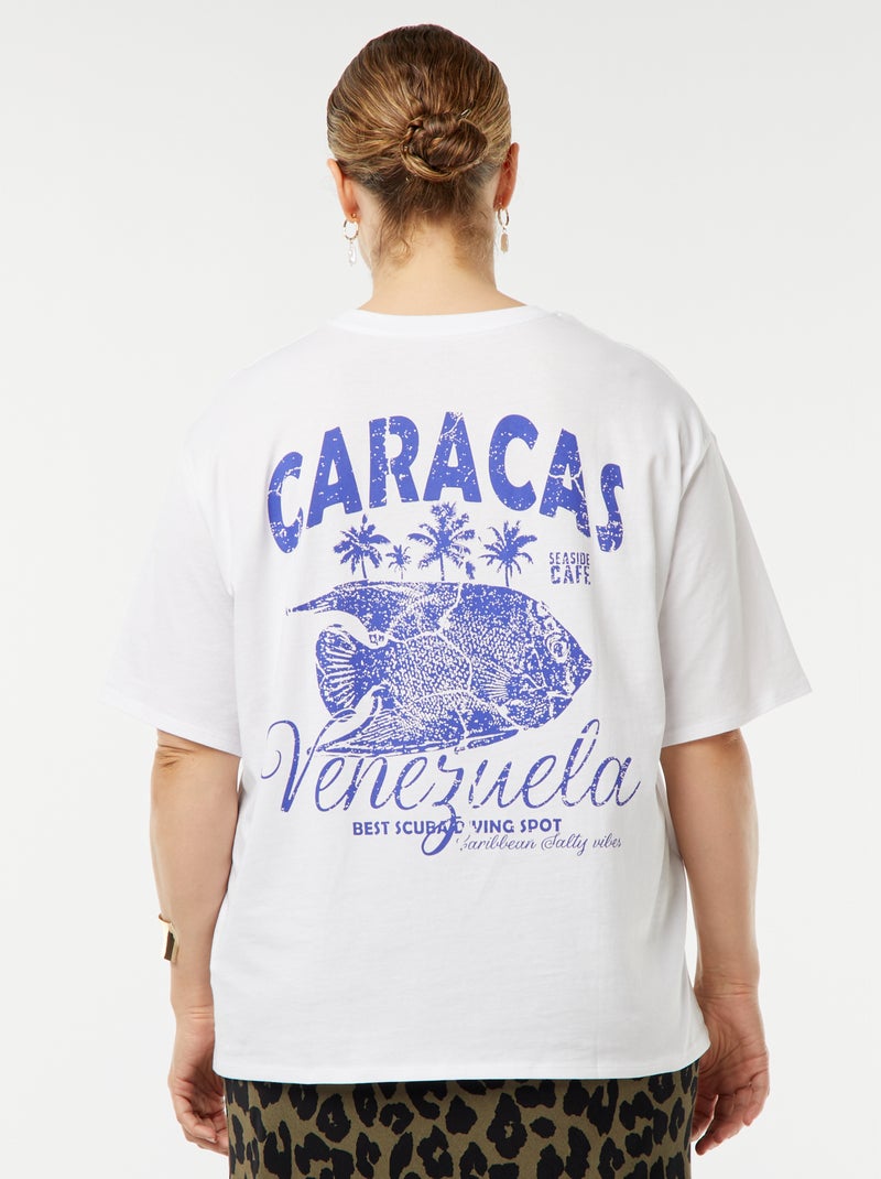 T-shirt larga de manga curta BRANCO - Kiabi