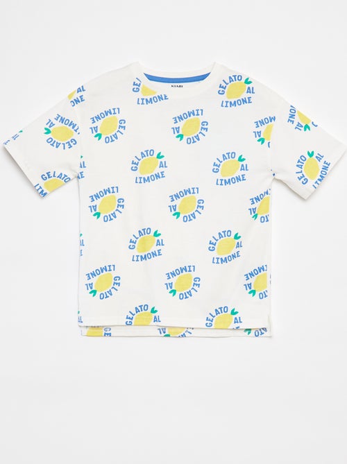 T-shirt larga de manga curta com estampado Costas mais compridas  - - Kiabi