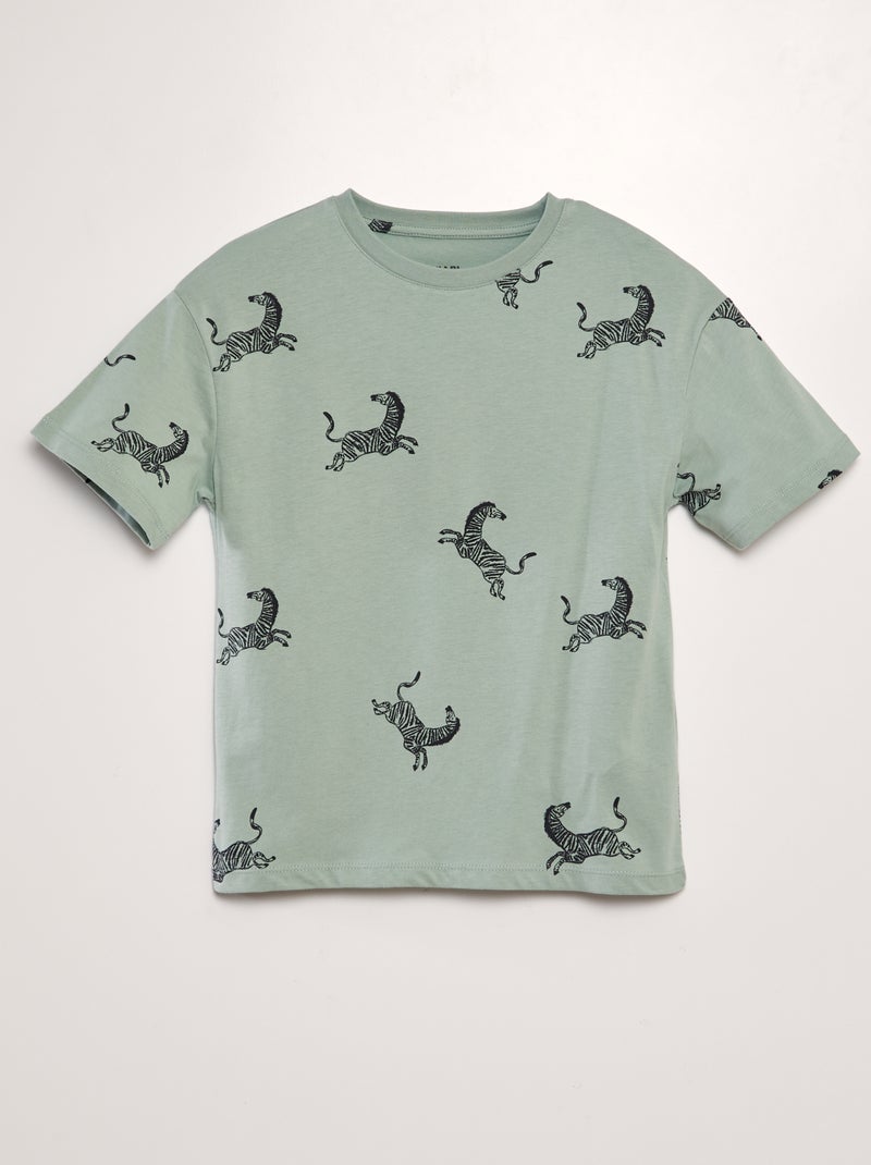 T-shirt larga de manga curta VERDE - Kiabi