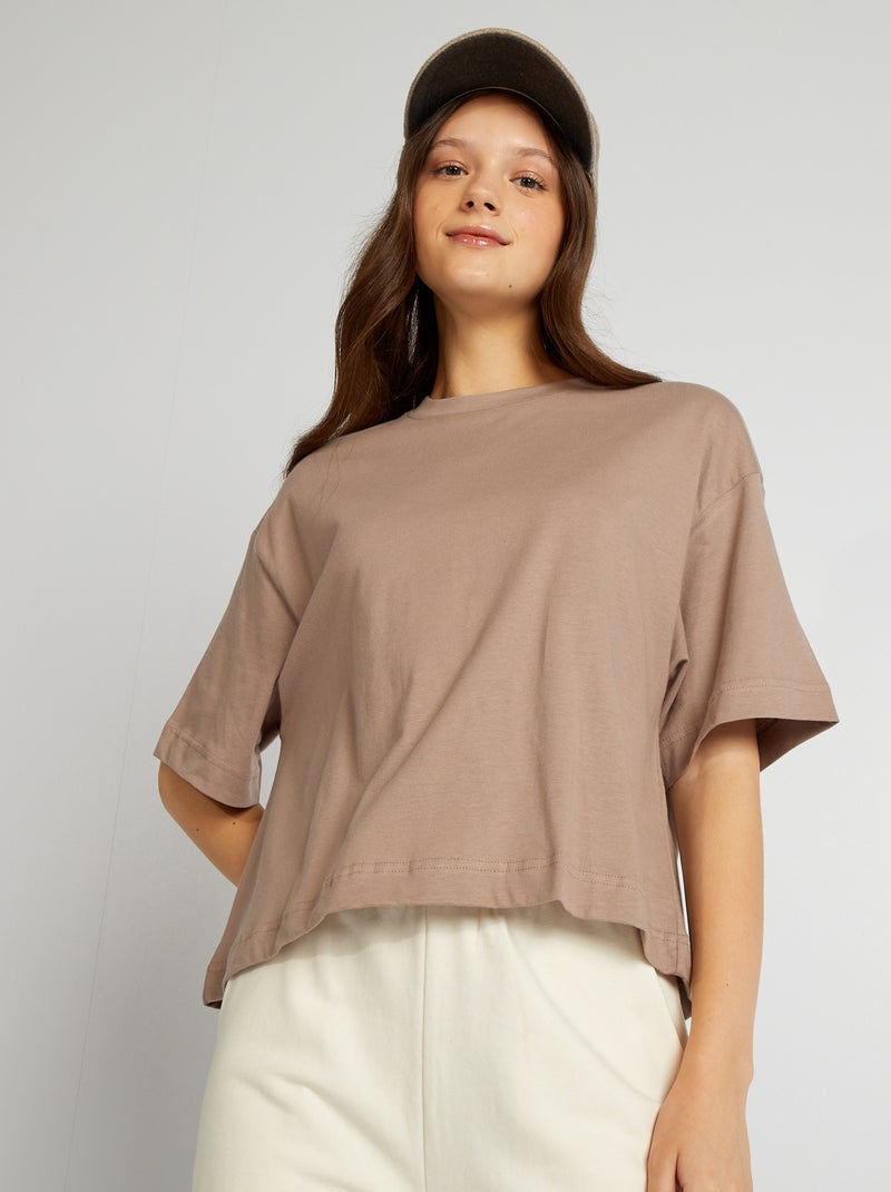 T-shirt larga e cropped BEGE - Kiabi