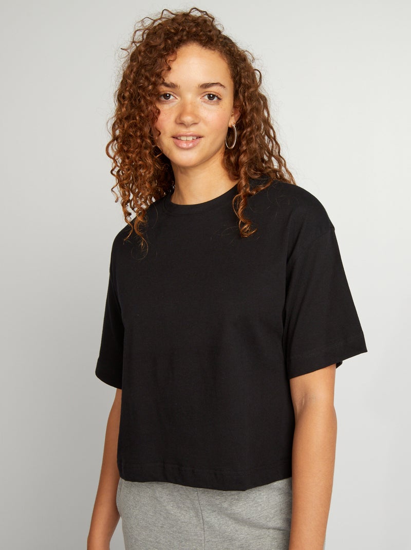 T-shirt larga e cropped Preto - Kiabi