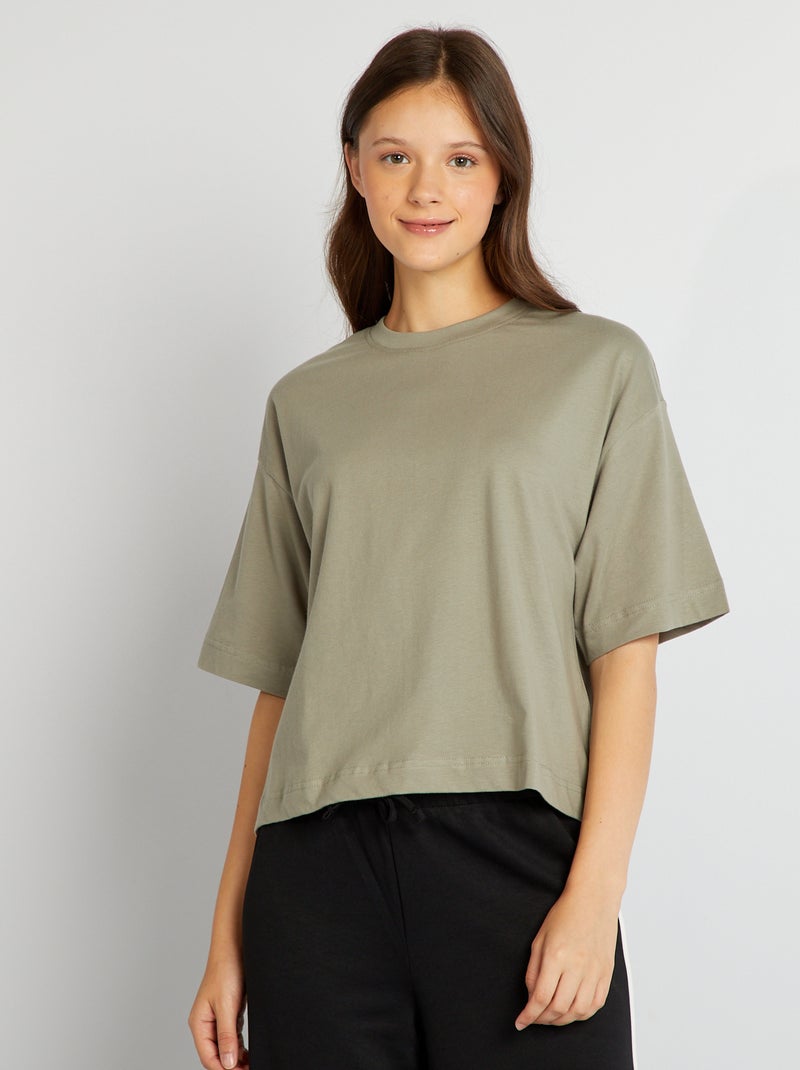 T-shirt larga e cropped VERDE - Kiabi
