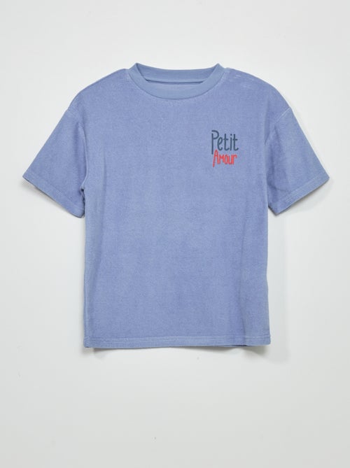 T-shirt larga em felpa de manga curta - Kiabi