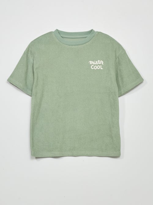 T-shirt larga em felpa de manga curta - Kiabi