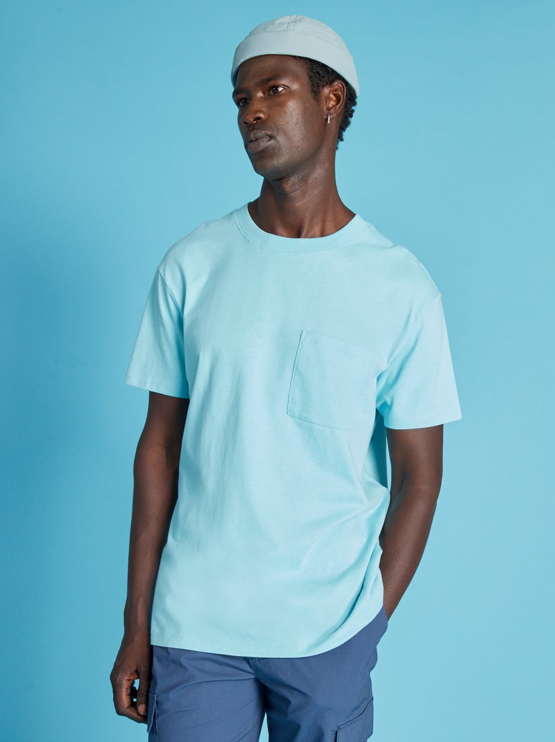 T-shirt larga em jersey com bolso AZUL - Kiabi