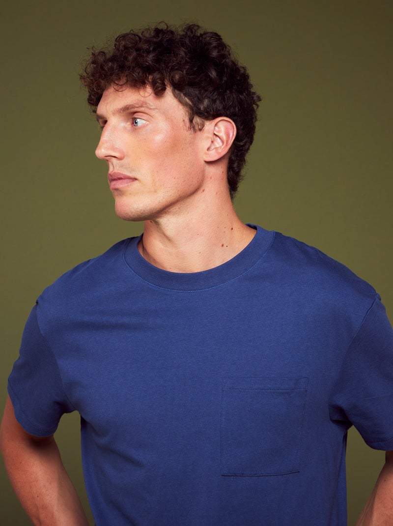 T-shirt larga em jersey com bolso AZUL - Kiabi